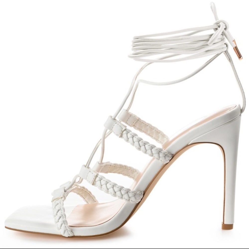 Journee Collection White Jamila Tru Comfort Foam Open Toe Stiletto Pumps Size 9 - Picture 2 of 15